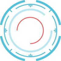 Modern, futuristic head up display - HUD - element featuring concentric circles in blue and red, creating a technological and abstract design on a white background vector