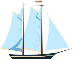 Classic sailboat gliding across calm waters with inflated sails, embodying themes of travel, adventure, and maritime exploration, perfect for evoking a sense of freedom and leisure vector