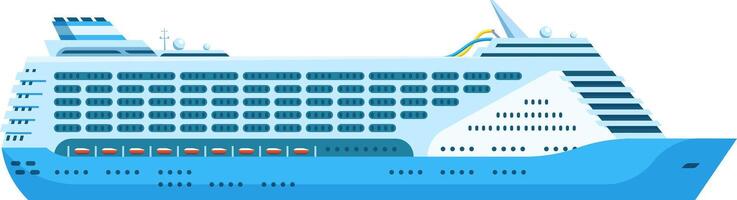 Modern cruise liner navigating calm waters, providing a luxurious vacation journey across the sea, with numerous cabins and amenities for passenger comfort and enjoyment vector