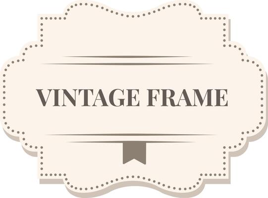 Vintage frame featuring dotted edges and an elegant ribbon banner, incorporating text along with two horizontal lines, all isolated against a clean white background