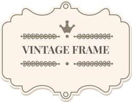 Classic vintage frame featuring an ornate design with a crown emblem. Ideal for invitations, labels, or decorative purposes. Timeless elegance with a touch of sophistication vector