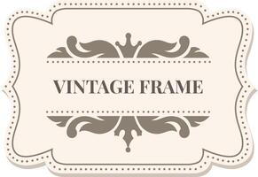 Elegant vintage frame with crown and floral ornaments decorating a blank space on a light beige background, perfect for adding a touch of classic style vector