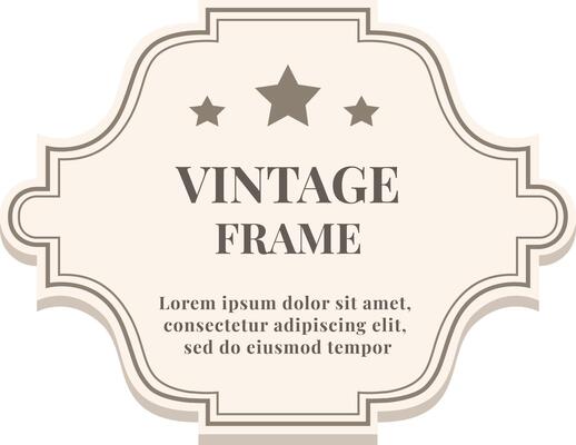 Vintage frame featuring three stars and an elegant border, providing a perfect backdrop for sample text and adding a classic touch to various design projects