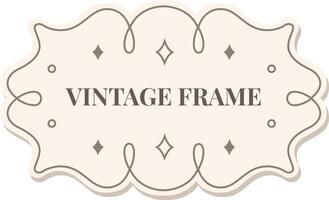 Vintage frame featuring swirls, stars, and circles on a light brown background, ideal for wedding invitations, greeting cards, labels, and various decorative uses vector