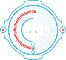 Circular progress bar with futuristic design filling up, indicating loading or processing status in a digital interface, symbolizing technological advancement and data management vector