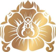 Golden floral ornament representing hibiscus flower with gradient effect, perfect for luxury design projects, invitations, packaging, and branding vector
