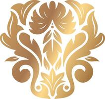 Luxurious gold floral pattern featuring intricate, ornate designs with symmetrical elements. Perfect for decorative projects, wallpaper, or textile design, adding a touch of sophistication vector