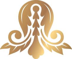 Golden floral damask element featuring a rich gradient, embodying elegance, luxury, and sophistication, perfect for enhancing various design projects and decorative themes vector