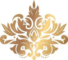 Luxurious golden floral damask element decorating a white background, creating a sophisticated and elegant design with intricate details and a touch of luxury for various design projects vector