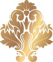 Intricate golden floral pattern featuring ornate, symmetrical designs. The elegant motif combines leaves and curves, creating a luxurious and decorative aesthetic suitable for various applications vector