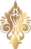 Golden damask ornament elegantly decorating a white background, enhancing luxury design projects, invitations, cards, and premium packaging with a touch of vintage sophistication vector