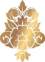Luxurious golden damask floral ornament contrasting beautifully against a pristine white background, enhancing elegant and sophisticated designs for various creative projects vector