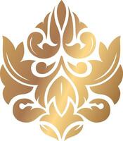Luxurious golden damask floral ornament enriching a pristine white background, enhancing elegant and sophisticated designs with its ornate and vintage charm, ideal for upscale projects vector