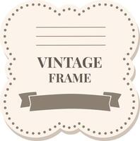 Decorative vintage frame featuring a classic scalloped edge and dotted border. Includes space for text with a ribbon accent, ideal for invitations, labels, or decorative projects vector