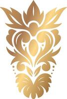 Luxurious golden damask floral ornament creating a sophisticated and elegant design on a clean white background, perfect for adding a touch of luxury and refinement vector