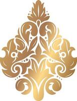 Luxurious golden damask floral ornament decorating a white background, creating an elegant and sophisticated design, perfect for adding a touch of luxury to various projects vector