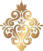 Golden damask pattern showcasing elegant floral scrolls, flourishes, and intricate details, creating a luxurious and ornate design element for various decorative purposes vector