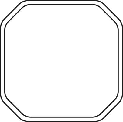 Featuring a simple rounded octagon shape with a double border, creating a frame around an empty white space, evoking a clean and minimalist design aesthetic