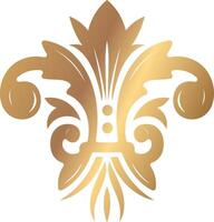Luxurious golden fleur de lis ornament shining brightly on a white background, creating a sophisticated and elegant design element perfect for various projects vector