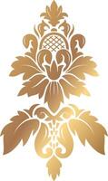 Luxurious golden damask floral ornament featuring a stunning gradient effect, exuding sophistication and elegance against a pristine white background, perfect for various design applications vector