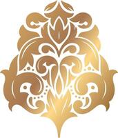 Luxurious golden floral damask ornament with vintage baroque style creating an elegant and sophisticated design on a white background, ideal for luxury projects vector