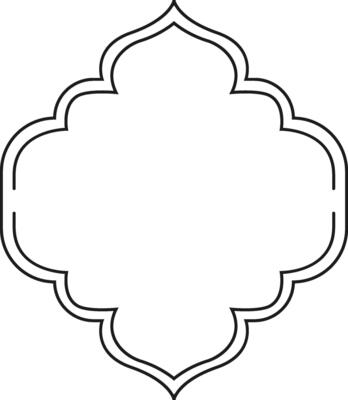 Featuring a thin black quatrefoil frame with elegant Islamic design, creating an empty space perfect for adding text or an image, enhancing any decorative project