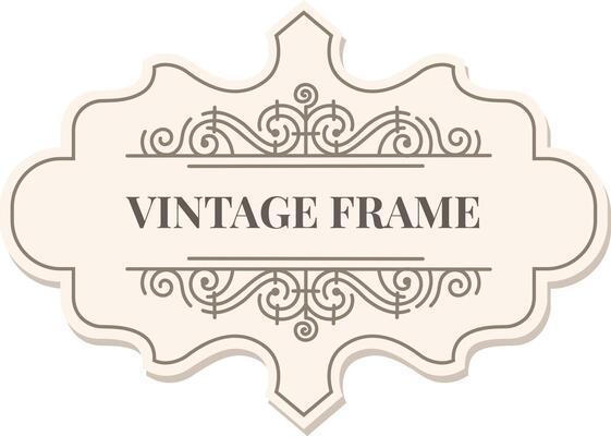 Decorative vintage frame featuring intricate scrollwork and classic design elements, ideal for invitations, labels, or retro themed projects. The elegant style evokes a sense of nostalgia