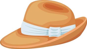Stylish fedora hat featuring a light brown design and a delicate light blue ribbon, adding a touch of sophistication and timeless charm to any ensemble vector