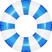 Inflatable ring featuring blue and white stripes, floating gracefully on water, offering both safety and enjoyment during summer activities and leisurely days by the pool or beach vector