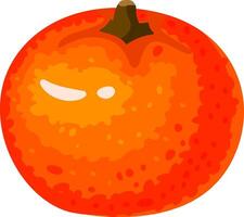 Cartoon drawing of a mandarin with a winking expression, suggesting freshness and sweetness, ideal for healthy eating and fruit related projects vector