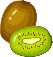 Whole kiwi fruit alongside a half kiwi fruit, revealing vibrant green pulp, tiny black seeds, and a pale core, creating an enticing and healthy visual representation vector