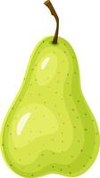 Juicy and ripe green pear fruit standing upright with its stem, isolated on a white background, showcasing the vibrant color and texture of the fruit vector