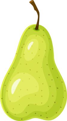 Green pear with stem and textured skin, creating a fresh and healthy image ideal for promoting natural food, healthy diets, or illustrating recipes