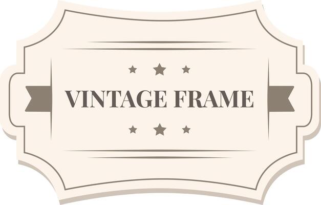 Vintage frame with ribbon and stars is decorating a white background, perfect for adding a touch of classic style to any design project or image