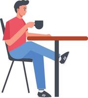 People Sitting in Cafe in Cartoon Style vector