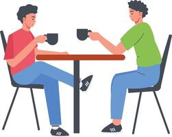 Character of People Sitting in Cafe vector