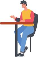 People Sitting in Cafe with Minimalist Design vector
