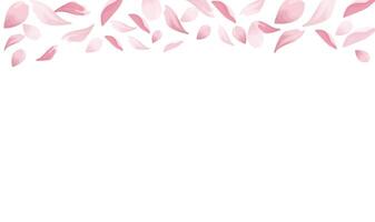 Abstract Spring background with Sakura, Cherry blossom petals border and copy space for text. Overlay, banner, cover vector
