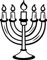 Decorative menorah icon in drawing style vector