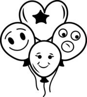 Emoji balloons icon in doodle style vector