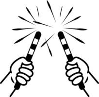 Sparkling sticks icon in doodle style vector