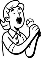 A singing character icon in doodle style vector
