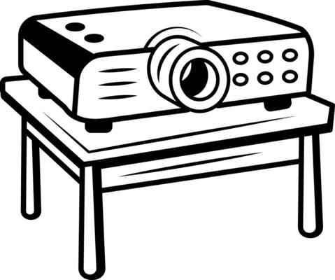 A hand drawn icon of a projector