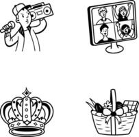 Pack of Doodle Style Party Fun Icons vector