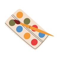 Hand drawn paint palette with brush. Tools for drawing. vector