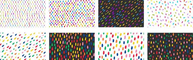 Set of colorful small dash seamless patterns. wallpaper with spots texture. vector