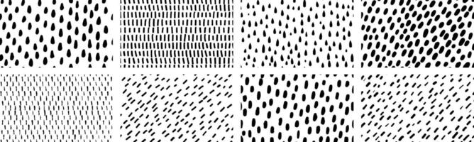 Set of small dash seamless patterns on white background vector