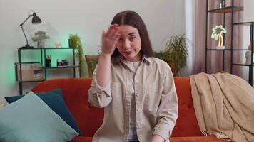 Upset young woman making face palm gesture, feeling bored, disappointed in fail bad results news video