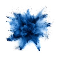 Navy blue powder explosion isolated on a transparent background creating an artistic cloud effect, navy blue color powder pulver explosion isolated on transparent background png