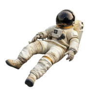 Solitary astronaut resting on a transparent background with a transparent hue in an expansive void, Astronaut isolated on transparent background png